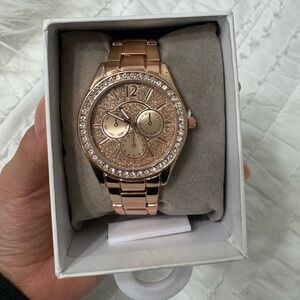 rose gold and sparkly watch